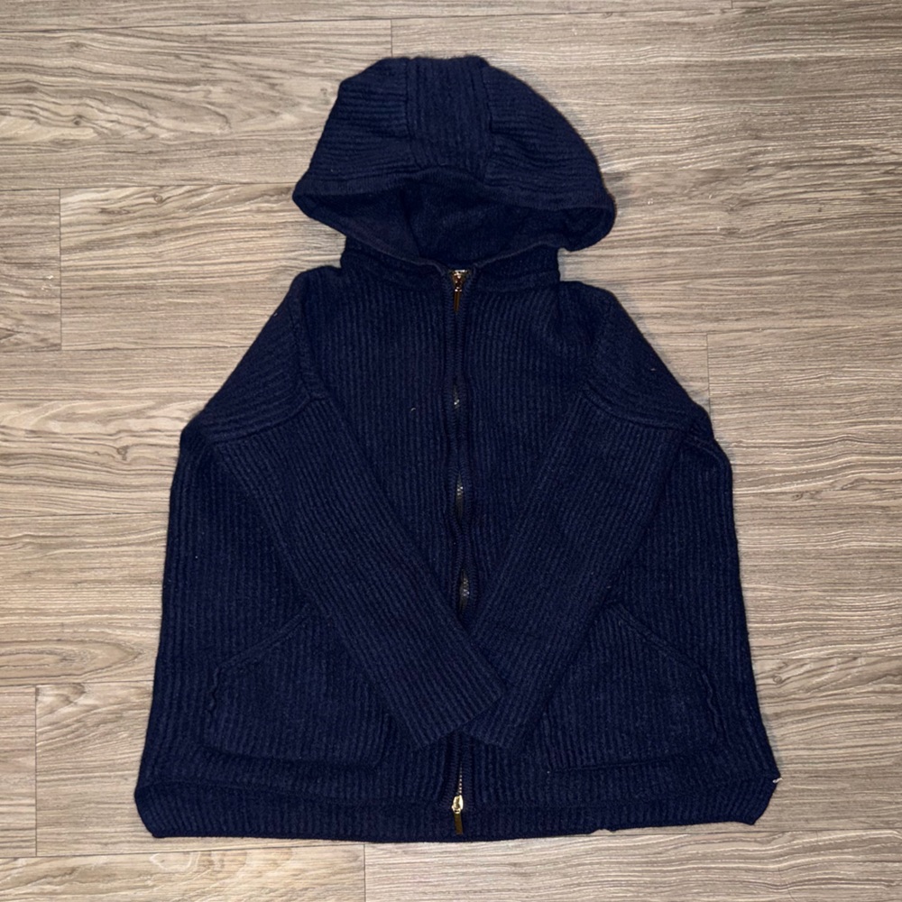 Biancalancia 100% Cashmere Full Zip Sweater Womens Size 40 EU Made In Italy Navy